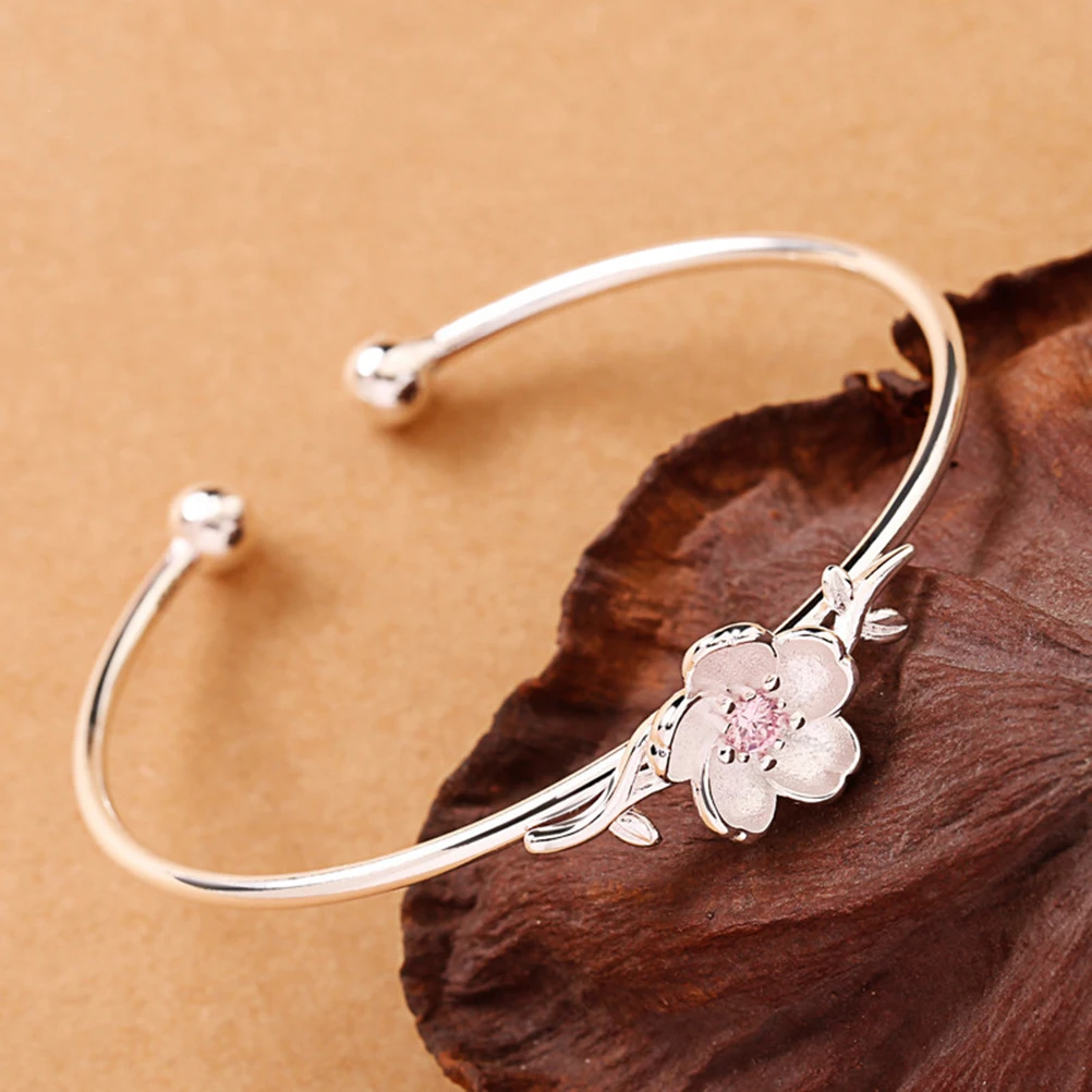 

Bracelet Flower Beads Shape Opening Bangle Jewelry Decor Sweet