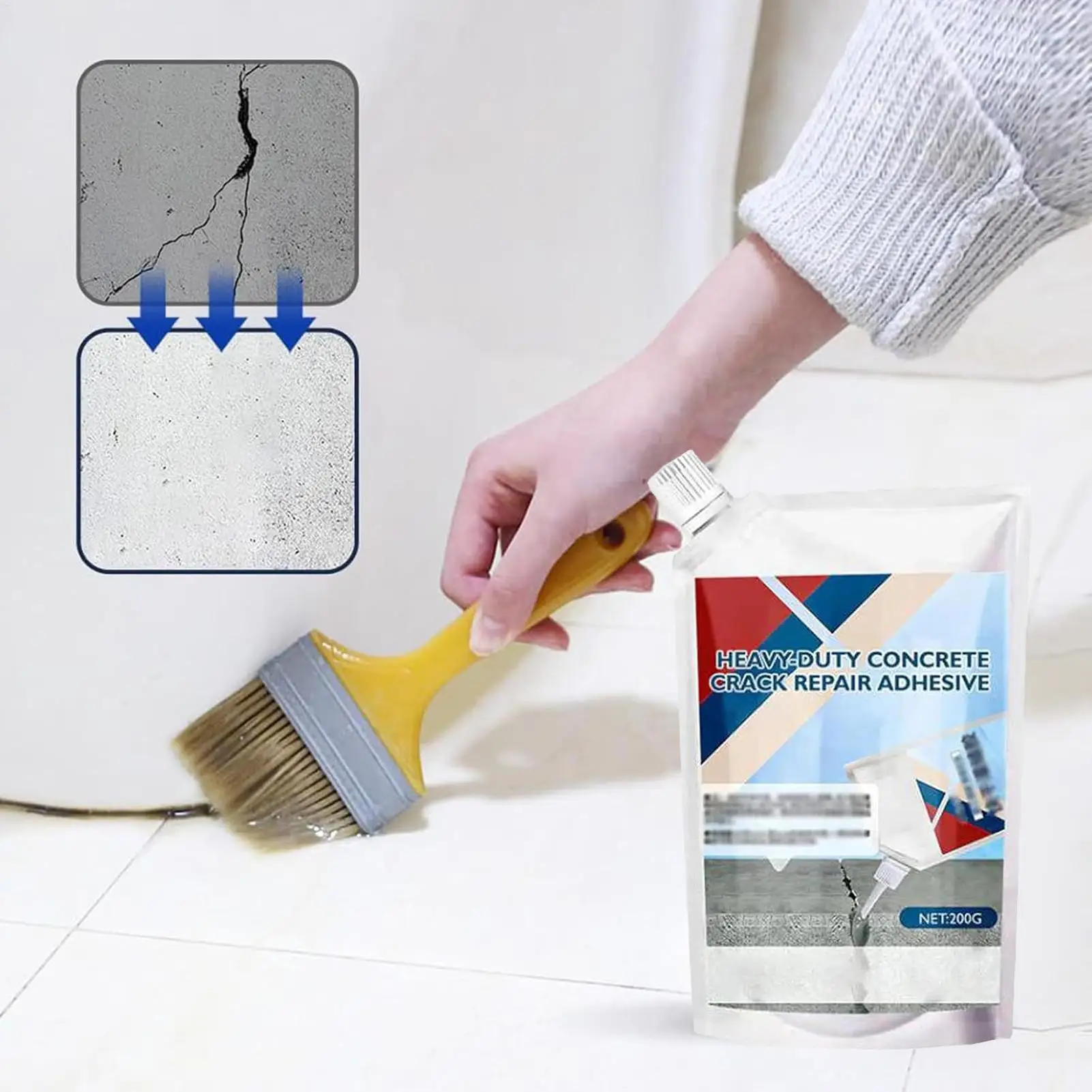 Liquid Concrete Crack Filler 200ml Waterproof Crack Sealant For Cement Penetrating Bonding Agent With High Strength For Roof ﻿
