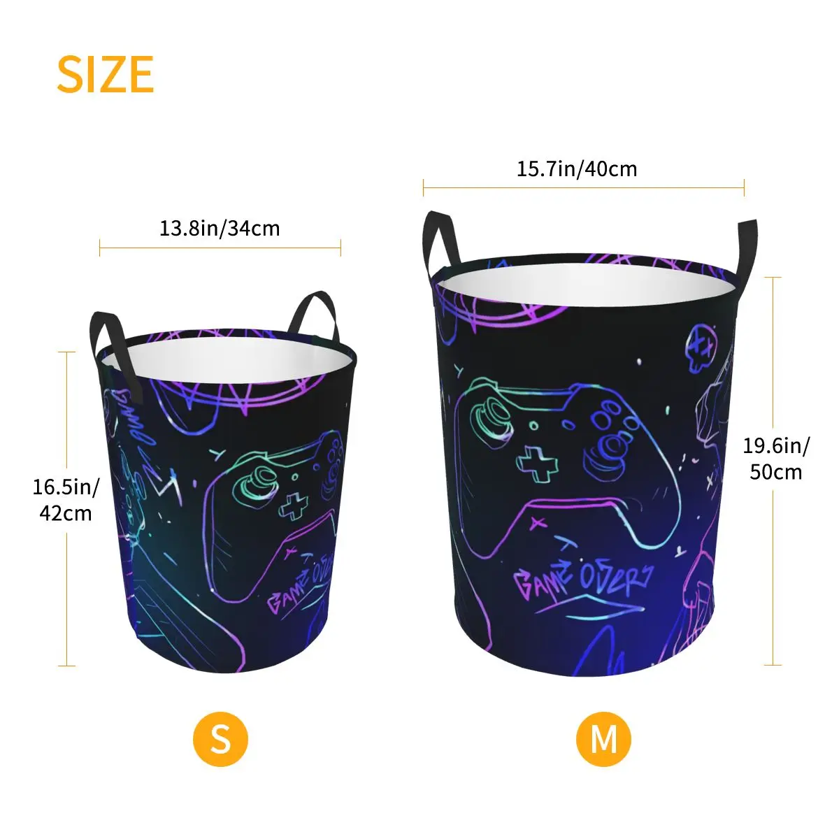Custom Gamer Gaming Controller Button Laundry Basket Collapsible Video Game Lover Gift Baby Hamper for Nursery Toys Organizer