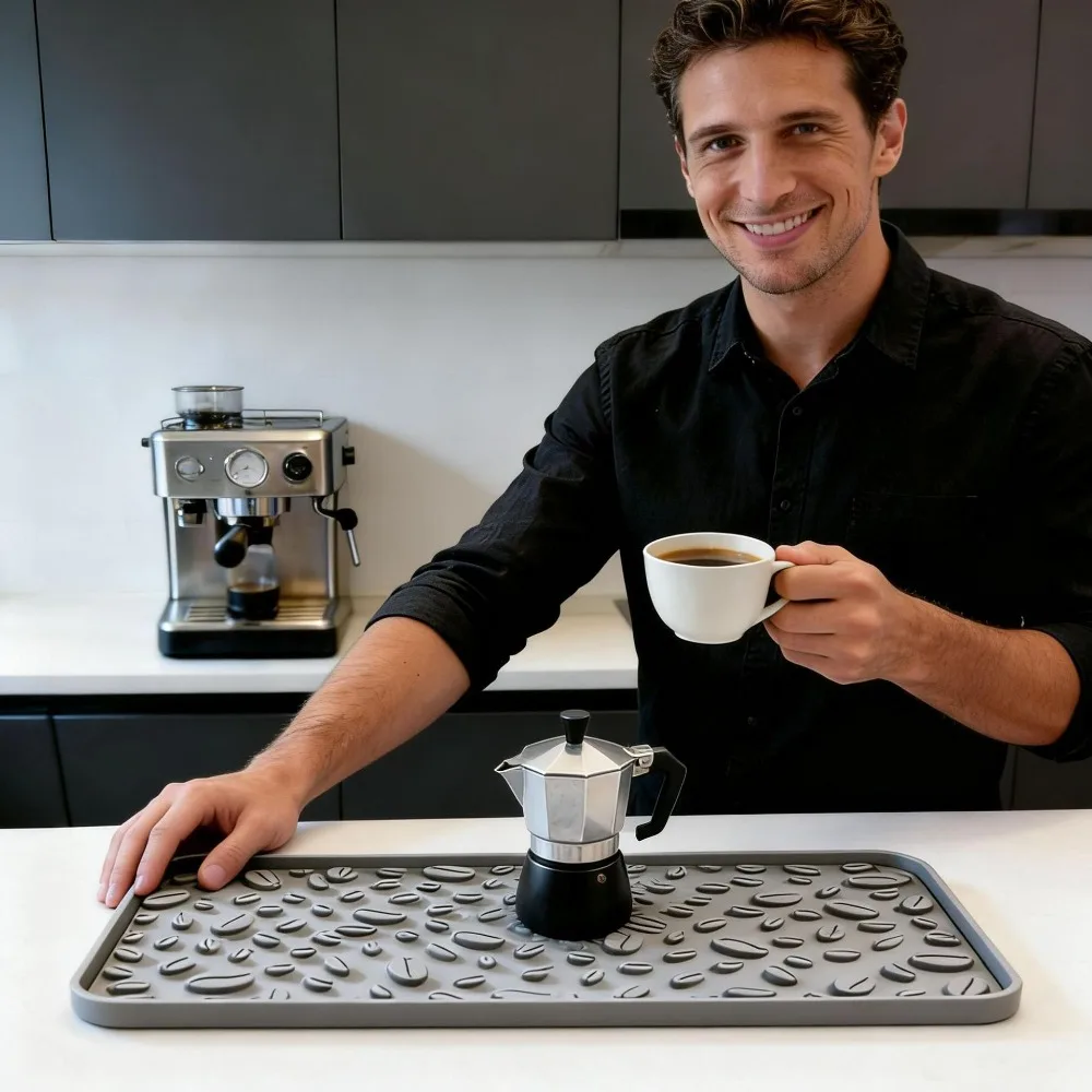 Pure Color Silicone Drying Mat for Kitchen Bar Coffee Table Anti Slip Waterproof Heat Resistant Coaster