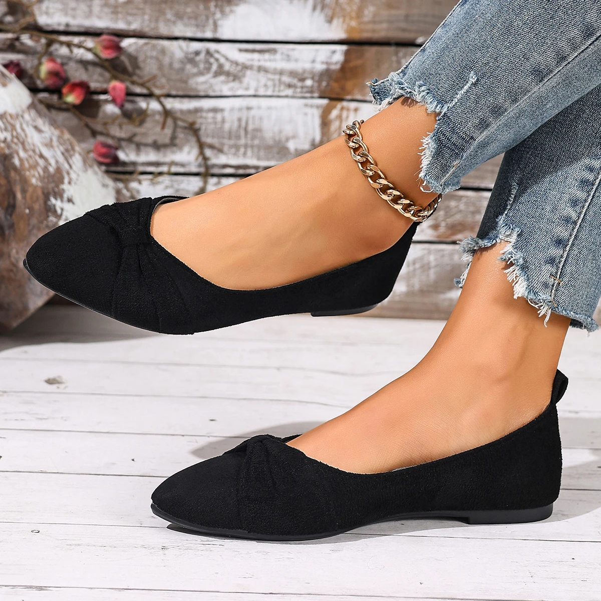Neuer Stil, spitzer Zehenbereich, flacher Mund, atmungsaktiv, Schleifendekoration, modische und elegante, lässige, flache Schuhe für Damen, Zapatos Mujer – Detail 13