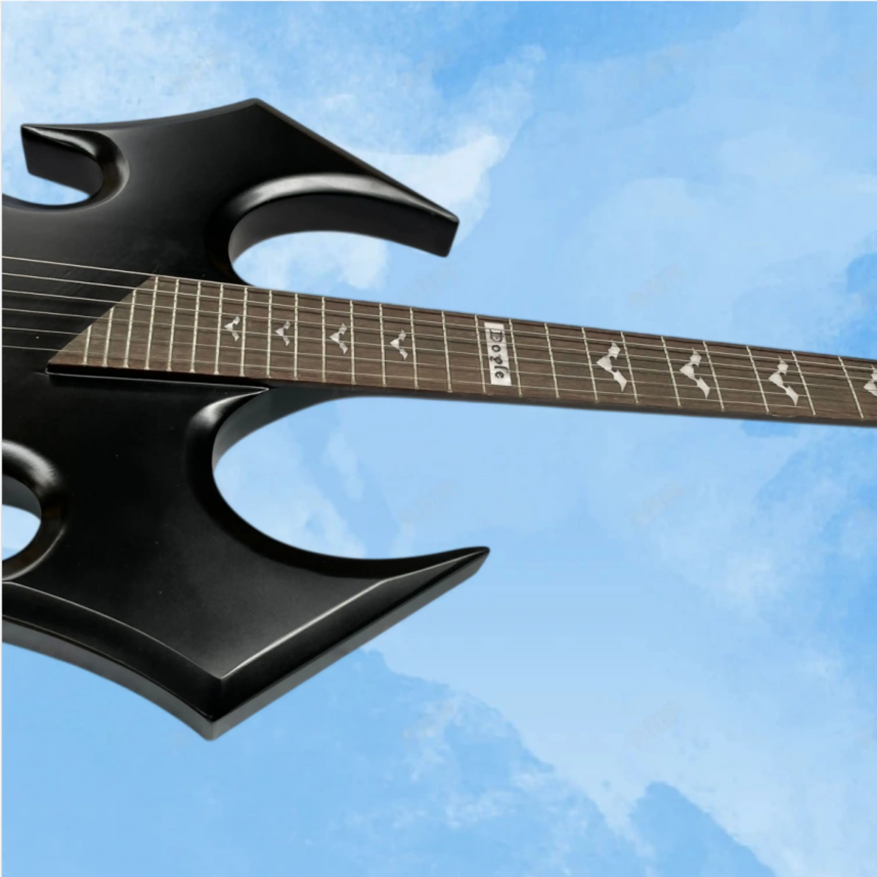 Matte Black Alien Electric Guitar,Openwork Personality body,H Pickups Guitars Metal Rock Lovers Practice & Stage Show Guitarra