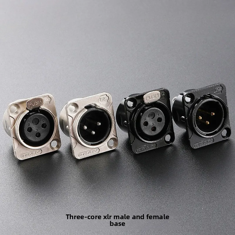 XLR 3pin Male Female Panel Audio Microphone Mixer Plug Jack Connector YS145  Male Female 3 Core XLR Metal Socket
