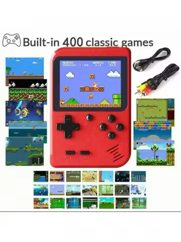 A Red Retro Classic Games Children's Handheld Small Game Console With 400 Game Charging Can Be Connected To The TV