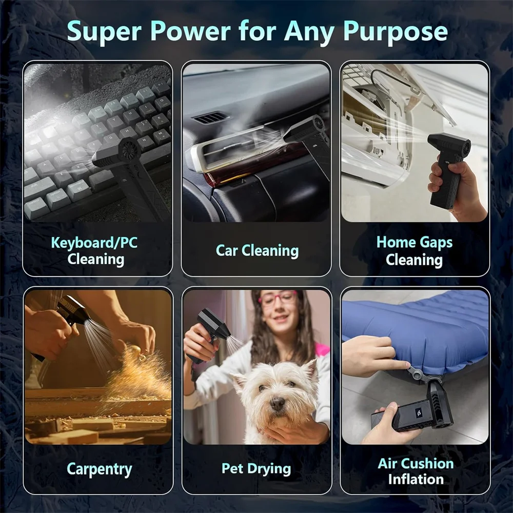 180000RPM Mini Turbo Jet Fan Electric Air Duster Adjustable wind speed Turbo Violent Blower Rechargeable with Light Car Cleaning