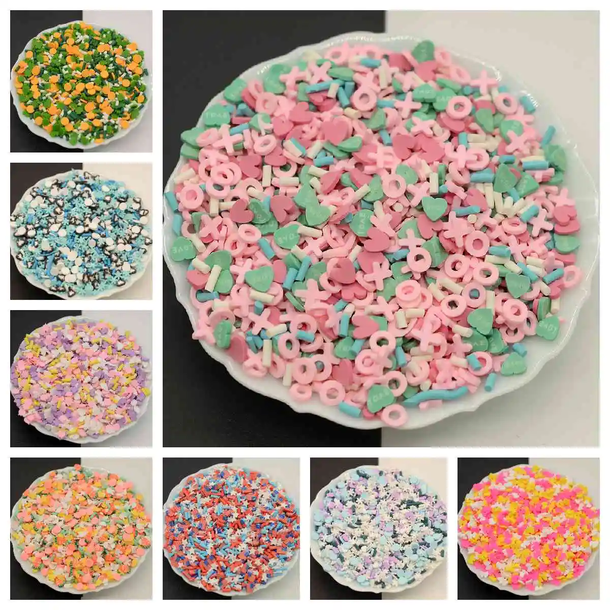 

100 г/лот, 5-10 мм, милые смешанные блестки из полимерной глины, светящиеся в темноте/ночные светящиеся/люминесцентные, для рукоделия, DIY конфетти, скрапбукинга