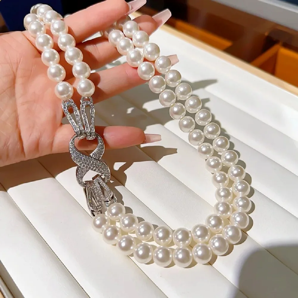 1-صف 2-صف أنيق اللؤلؤ قلادة AAAA 9-10 مللي متر الطبيعية جنوب البحر جولة اللؤلؤ الأبيض قلادة 925s