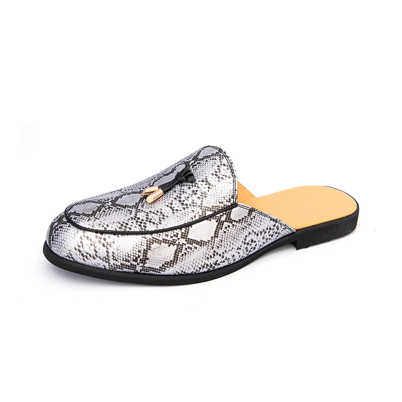 Mulas de cuero informales, medias zapatos para hombre, zapatos de diseñador, mocasines de moda de lujo, calzado de verano para hombre, zapatillas deslizantes, sandalias
