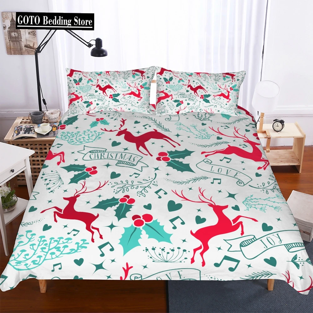 

Duvet Cover Set Deer Christmas Beddings Super Comforter Bedding Sets Reactive Print Cartoon Bed Cover Set Hot 2/3pcs Bedsets