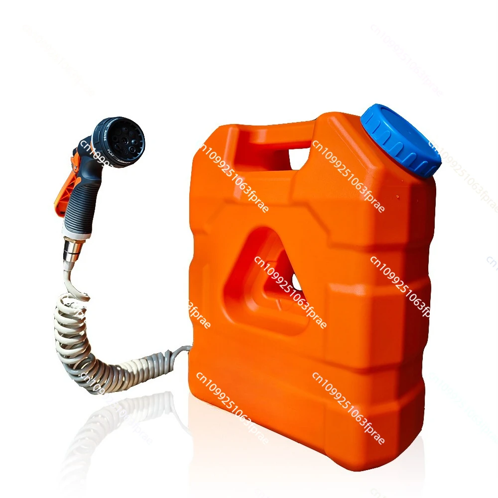 

Off-road outdoor camping with manual air pump high pressure spray head shower faucet 21L thickened rotational molding bucket