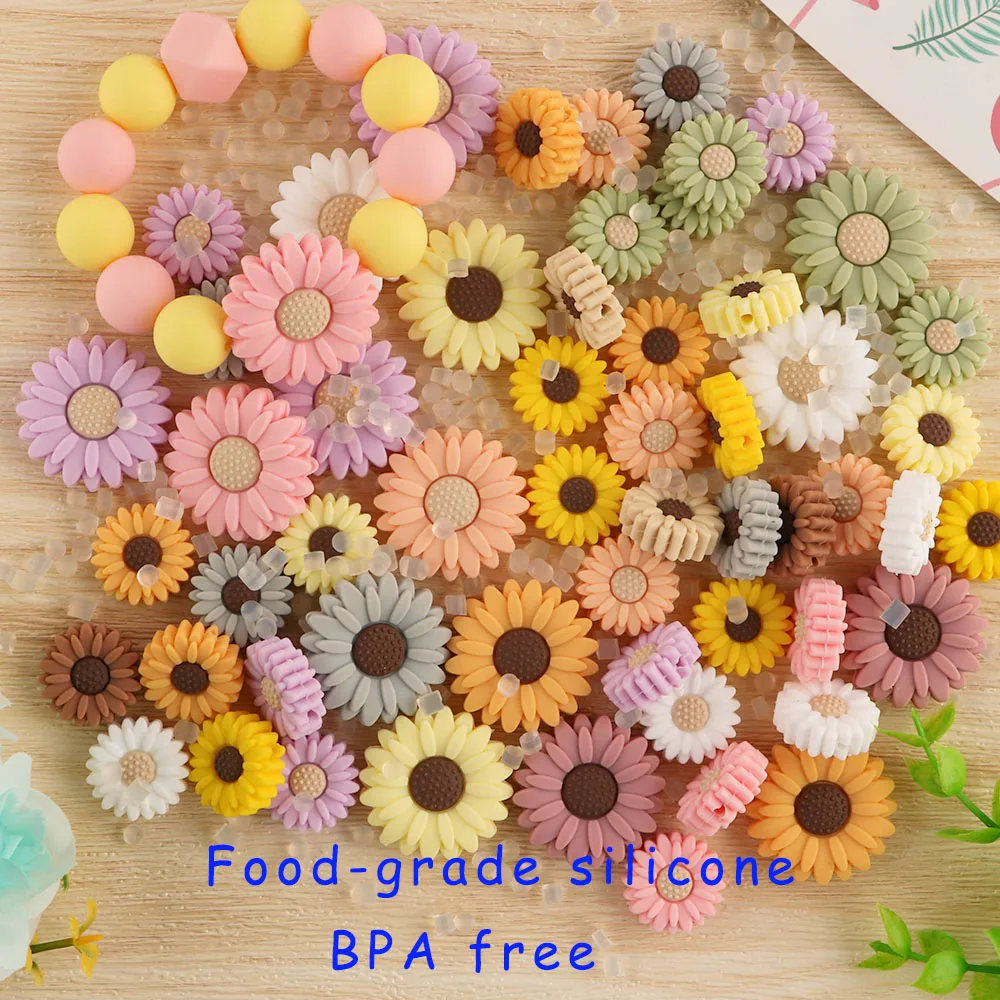 5pcs 20/30MM New Flower Silicone Beads For Jewelry Making DIY Daisy Focus Beadable Pen Bracelet keychain Accessories