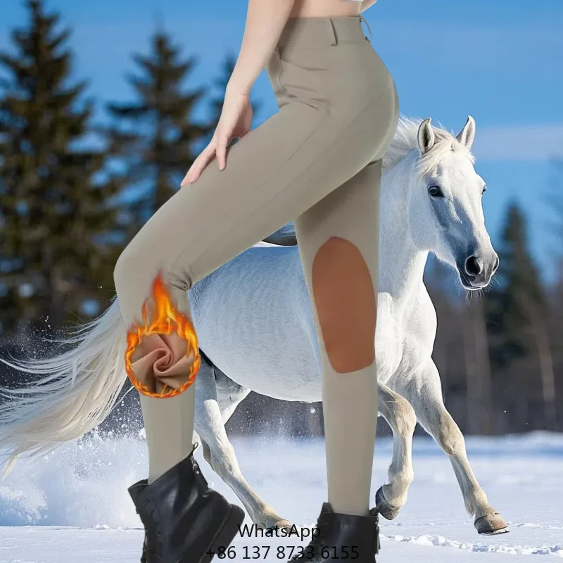 

Женские флисовые бриджи для верховой езды с подкладкой, зимние, с наколенниками и карманами