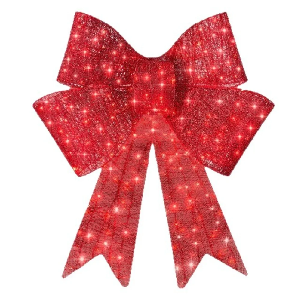 For Lawns For Front Porch Tree Decoration Outdoor LED Bow Porch Decoration Display 24 Inches Easy Install Christmas Decor