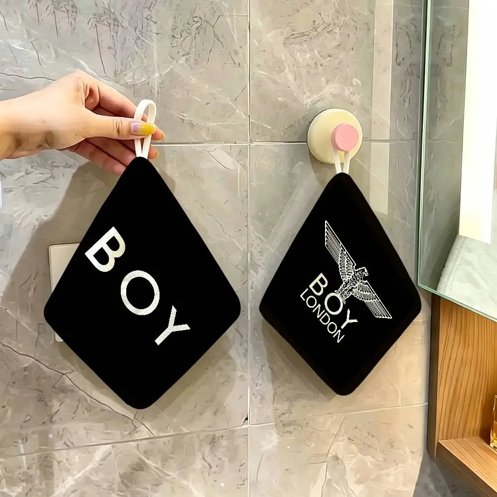 Classic B-Boy L-London Logo Hanging Kitchen Towel, Polyester Cotton Material, Wear Resistant Hand Wiping Towel for Home