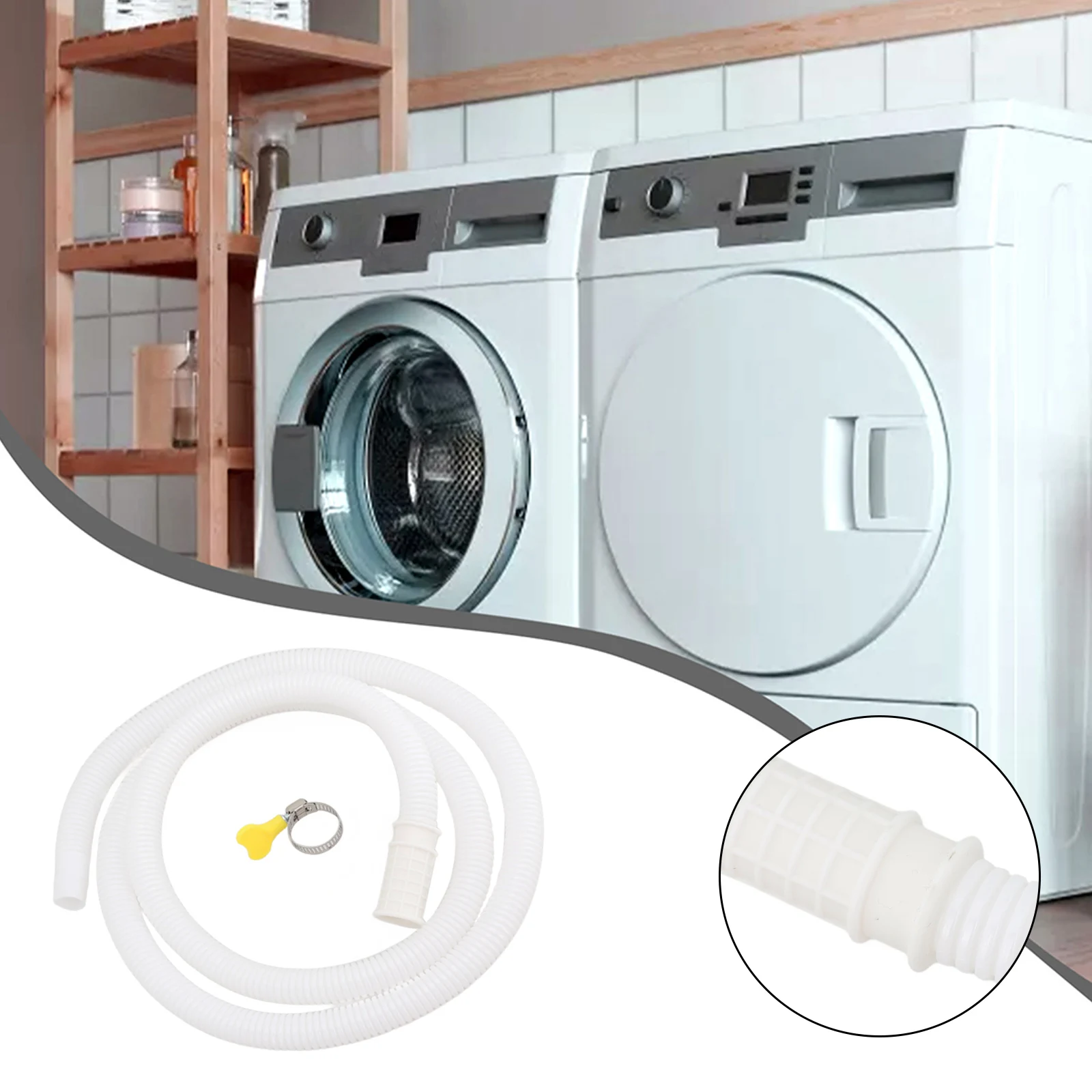 Hose Water Inlet Pipe Accessories Air Conditioner Parts W Stainless Steel Clamp Washing Machine White Drain Hose