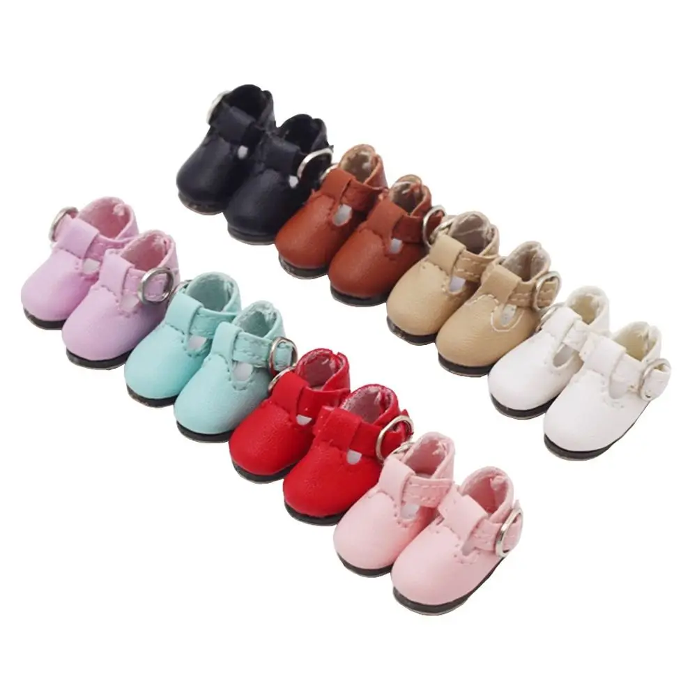 2.8cm * 1.2cm Mini Shoes 1/8 BJD Shoes PU Leather Mini Size Princess Shoes T-shaped Button Multicolor Boots Dolls Accessories