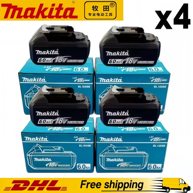 Bateria de Lítio Original 100% Genuína BL1860B 18V 6Ah para Ferramentas Elétricas Sem Fio BL1850B BL1840B (Furadeira, Chave de Impacto, Parafusadeira)