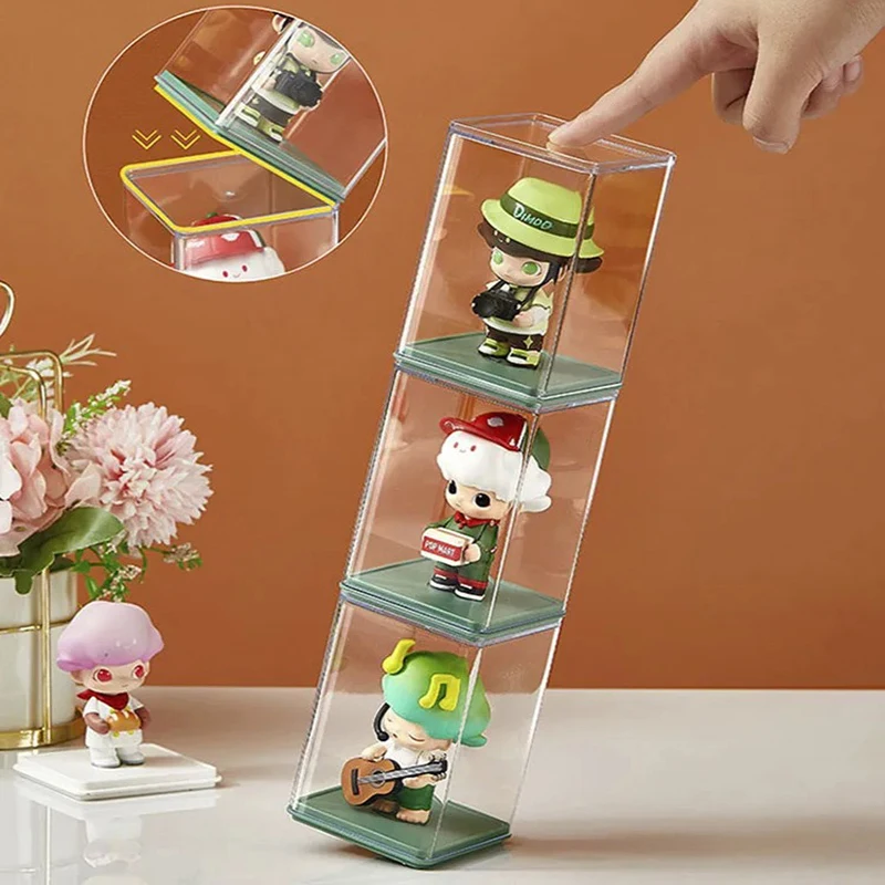 블라인드 박스 인형 보관함 케이스 아크릴 방진 주최자 액션 피규어 컬렉션을위한 다층 미스터리 박스 디스플레이 스탠드
