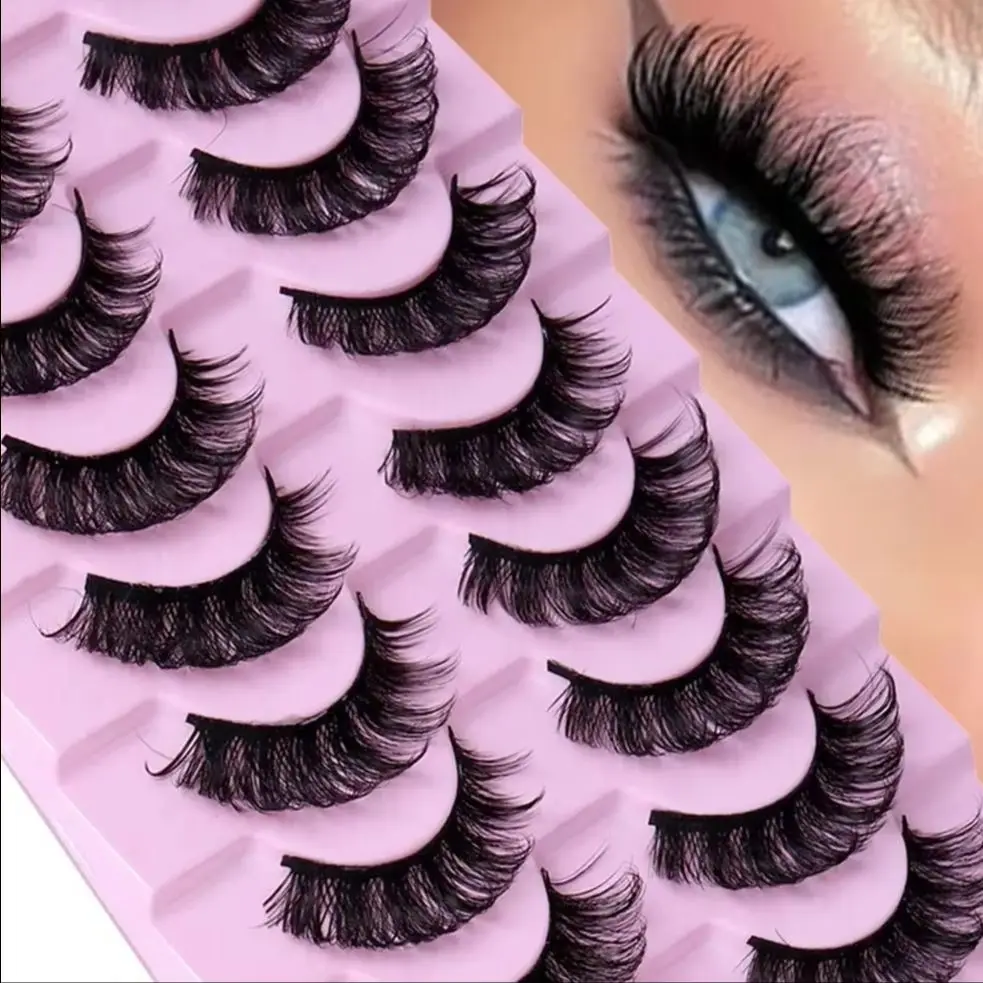 10 Paar Dramatische Flauschige Russische Streifen-Wimpern D-Curl Natürliche 3D Dreidimensionale Wimpern für Wimpernverlängerungen