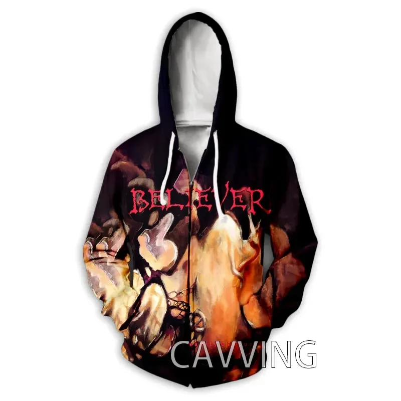 New Fashion 3D Print  Believer  Rock  Zipper Hoodies Zip Up Hooded Sweatshirts Harajuku Hoodie Hip Hop Sweatshirts