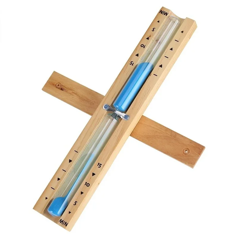 

15 Minute Sand Timer for Sauna - Wall-Mounted Rotating Hourglass Countdown Clock (Blue)