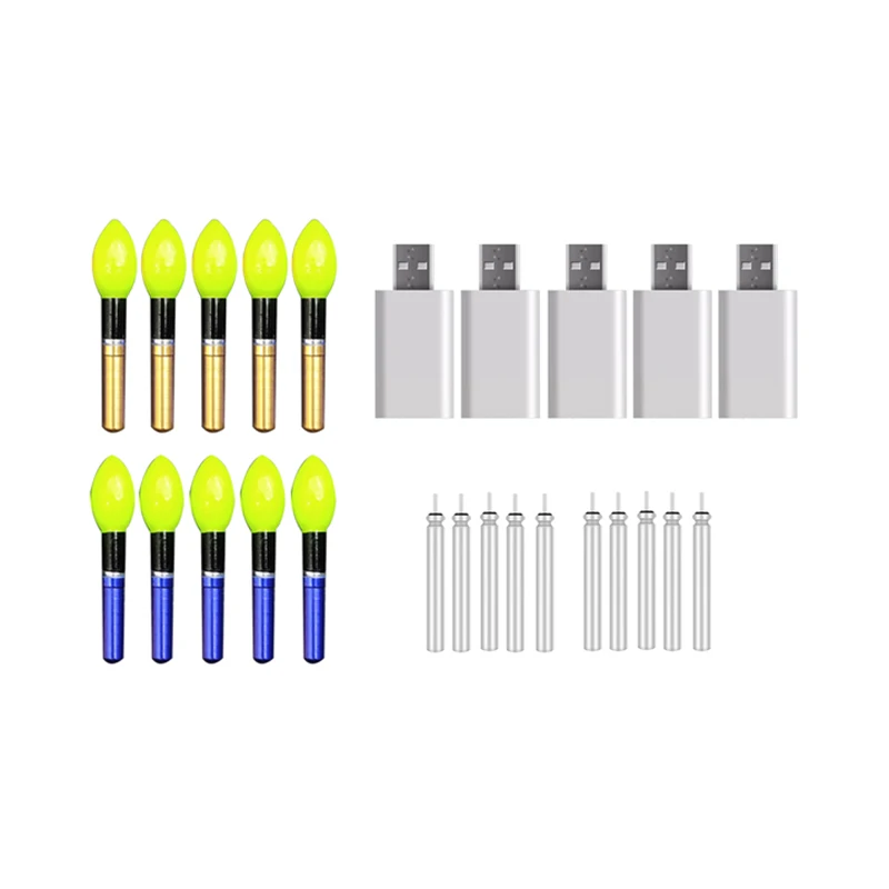 

10pcs/lot Light Stick With 10 Rechargeable CR322 Battery LED Lightstick USB Charger Night Fishing Tackle Accessory D027