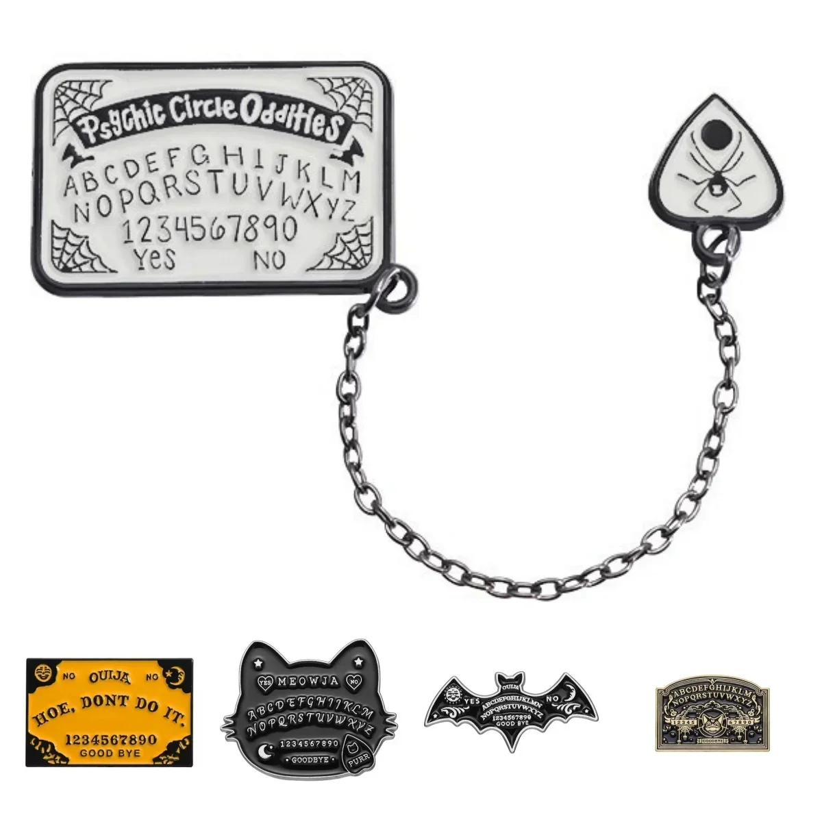 Halloween Horror Ouija magische Brosche Emaille Persönlichkeit mysteriöse gotische Brief Abzeichen Metall Rucksack Kleidung Anstecknadel Geschenk