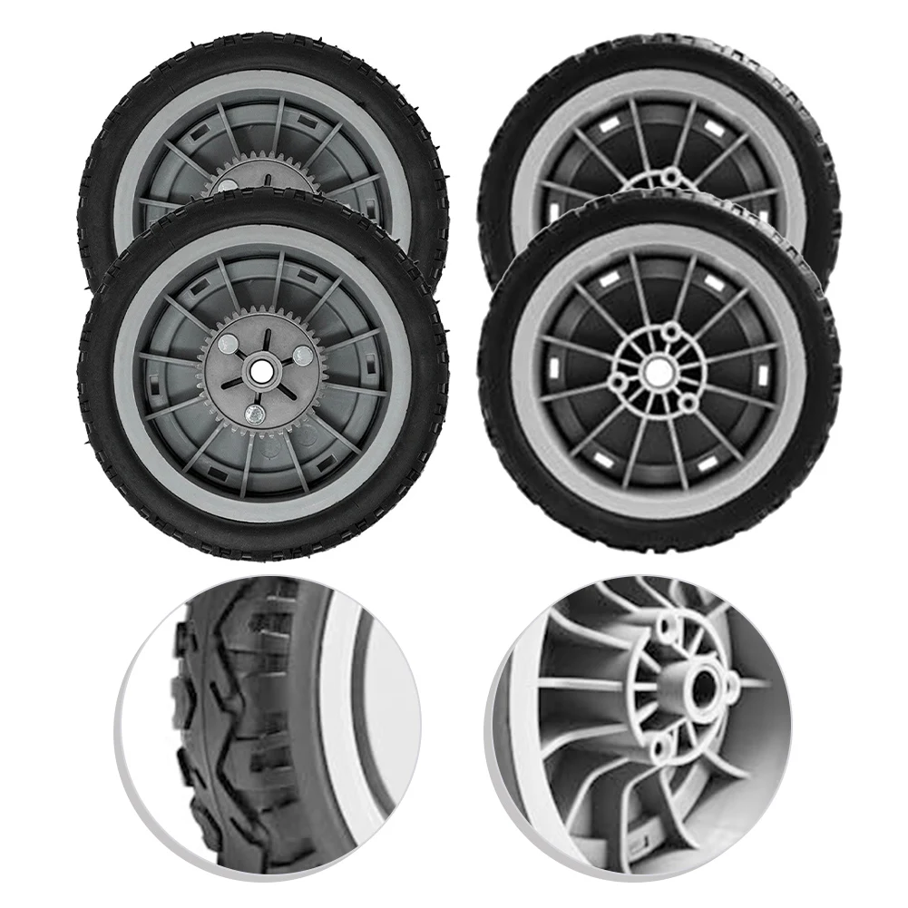 

Комплект из 2-х передних и 2-х задних колес (107-3708 и 107-3709) для газонокосилок Toro моделей 20053-20384, запасная часть для садового инструмента