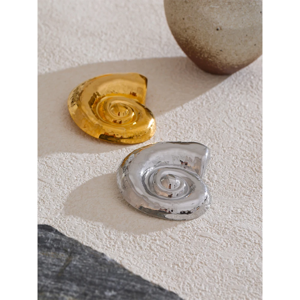 Yhpup Ocean Style Stainless Steel Metal Conch Brooch Pin Unisex Jewelry Wholesale Trending Accessories Bijoux Waterproof