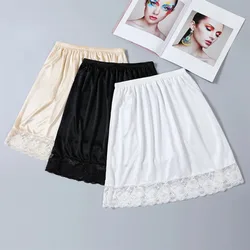 45cm Silk Slip Dress Underwear Soft Lace Edge Underskirt Thin Anti-lighting Women Petticoat Under Dress Lingerie Safety Skirt