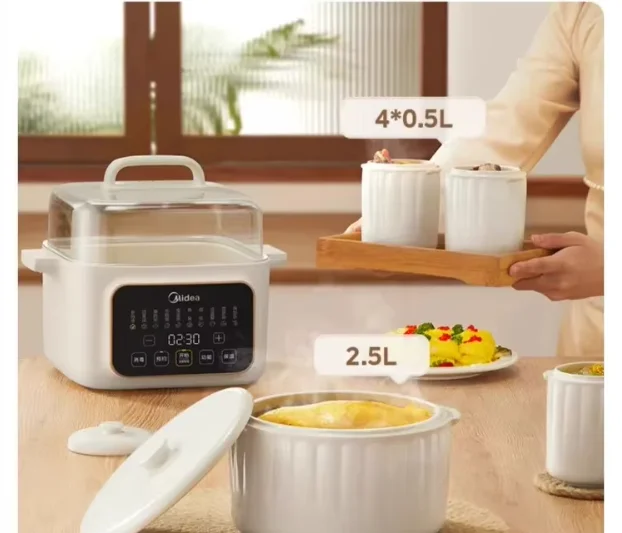 Midea 220V Electric Ceramic Slow Cooker Stew Pot - Healthy Cooking Appliance for Soup Porridge Bird Nest Kitchen LYH