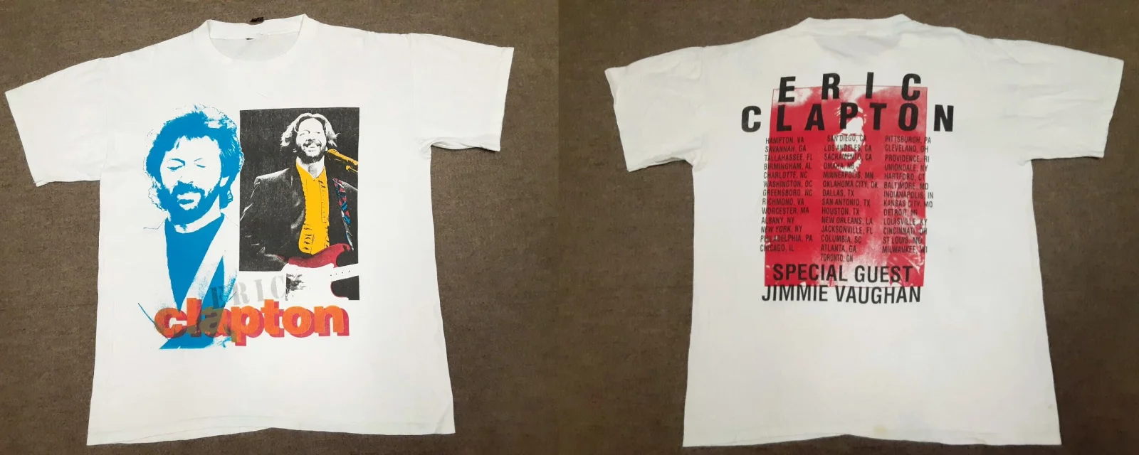 Eric Clapton With Jimmie Vaughan Tour 1994 T Shirt Full Size S-5XL BE2758