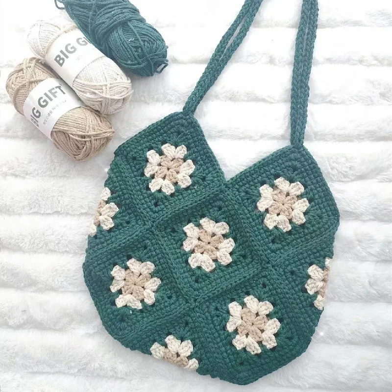 

Handmade crocheted beautiful patchwork shoulder bag with lining. Handbag is exquisite, practical, and easy to carry