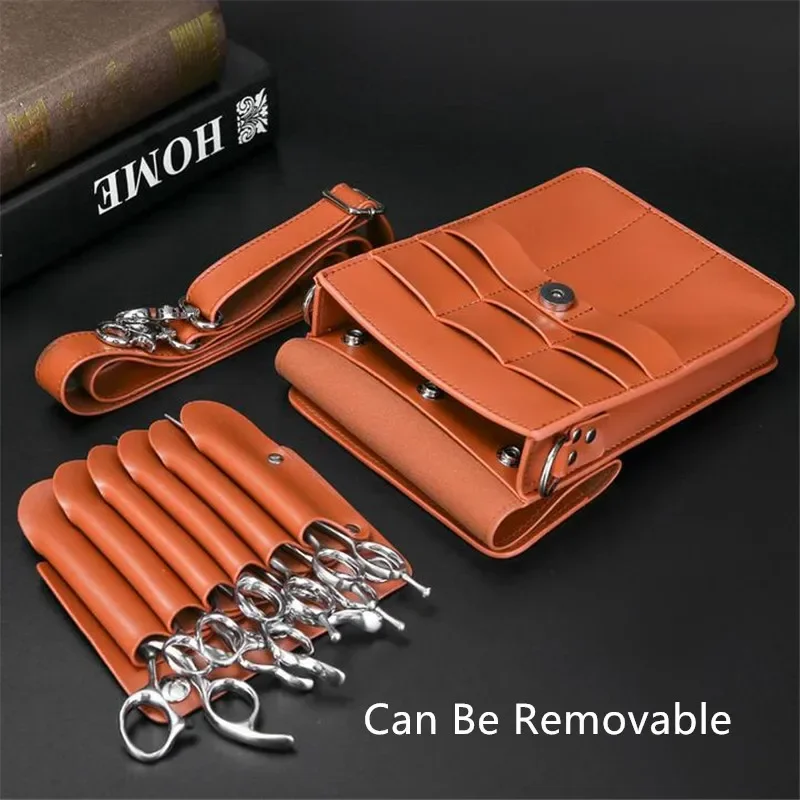 Professional PU Leather Waist Bag Hairdressing Barber Scissor Holster Pouch Clips Bag Hair Scissor Holder Case with Waist Belt