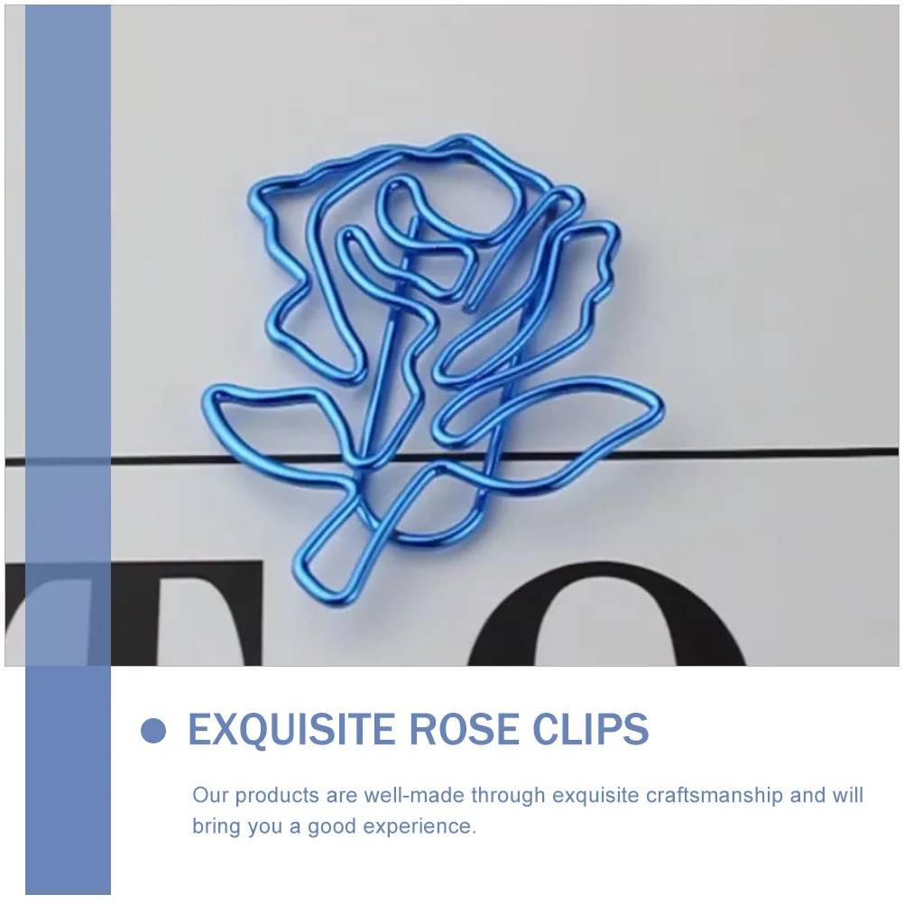 10Pcs Delicate Paper Clips Exquisite Rose Style Strong Metal Clips for Files Documents Envelopes Office School Home Organization