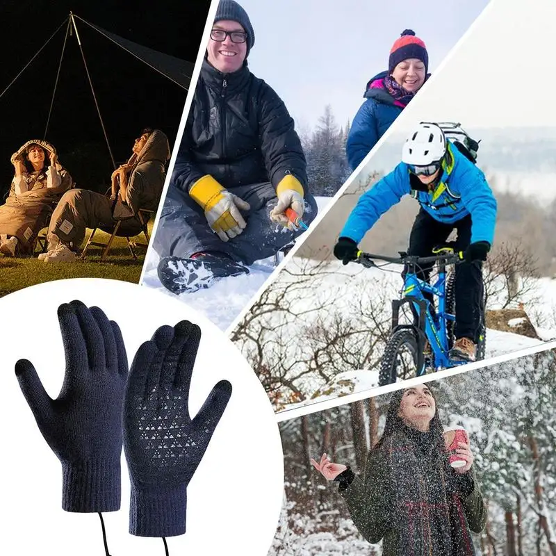 USB Heating Gloves Screen Touch Heating Gloves For Fishing Winter EssentialFor Backpacking Mountaineering Riding Camping