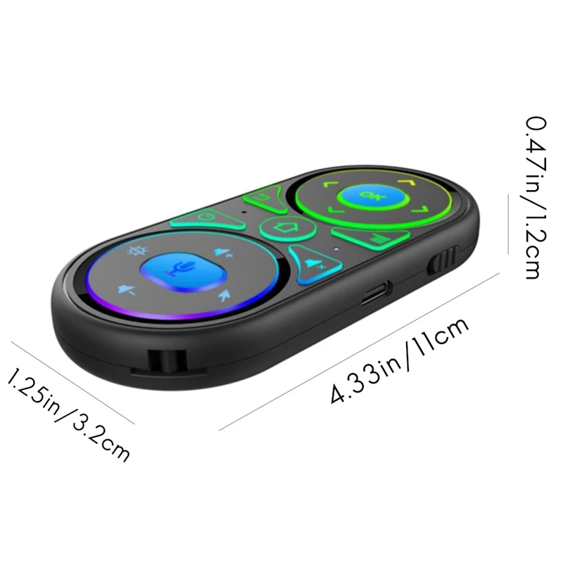 Air Mouse Voice Microphone RGB Backlit Gyro Remote Control IR Learning 2.4G Wireless Rechargeable Mini Remote