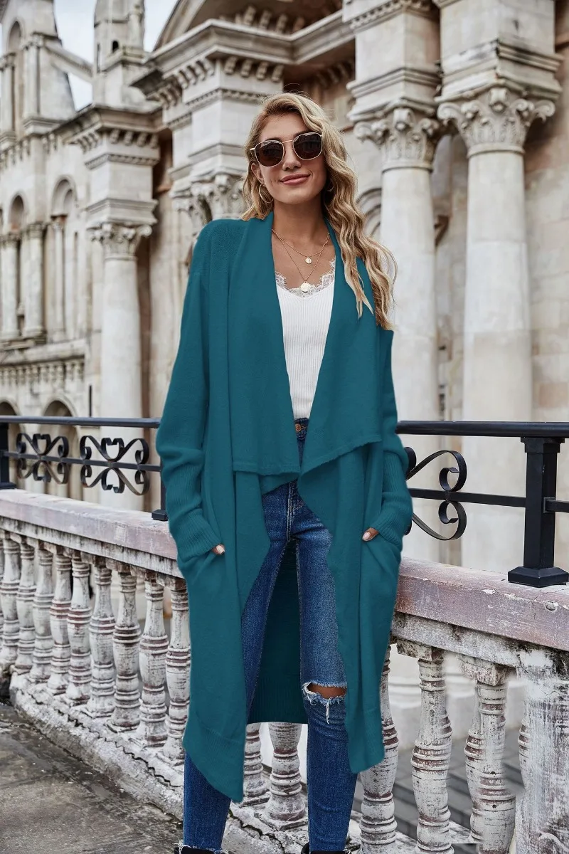 Imagem -06 - Camisola Longa Boêmia Feminina Cardigan Malhas Gola Virada para Baixo Cabolsa de Inverno Grandes Dimensões Feminino Férias