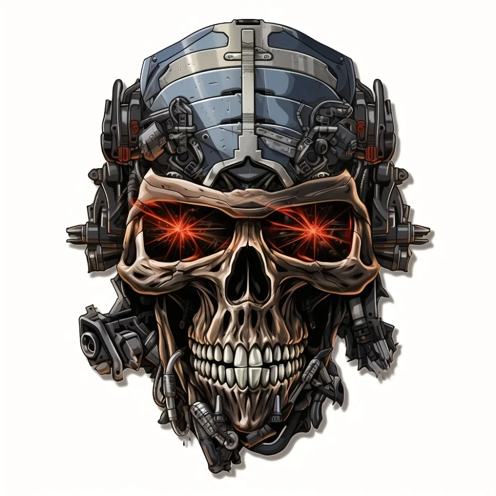 2024 New Design Skeleton Head Car Stickers Auto Door Body Styling Motorcycle Tank Waterproof Decals Computer Skull Decoration