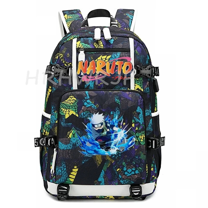 Mochila Uzumaki Naruto Uchiha Sasuke para Laptop, Mochila de Viagem para Mulheres e Homens, Mochilas Oxford para o Dia a Dia, Mochila Escolar Masculina