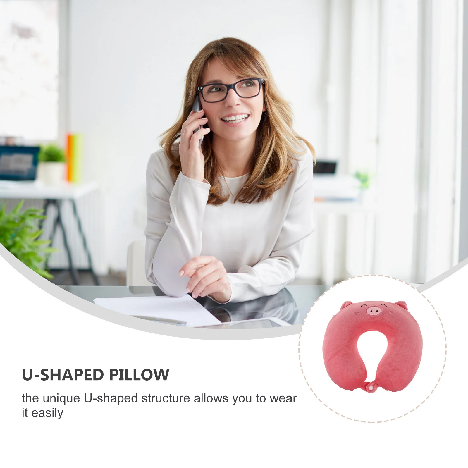 Almohada de soporte para el cuello, diseño en forma de U para viajes, vuelo largo, paseo en coche, cómoda columna Cervical, 1 Uds.