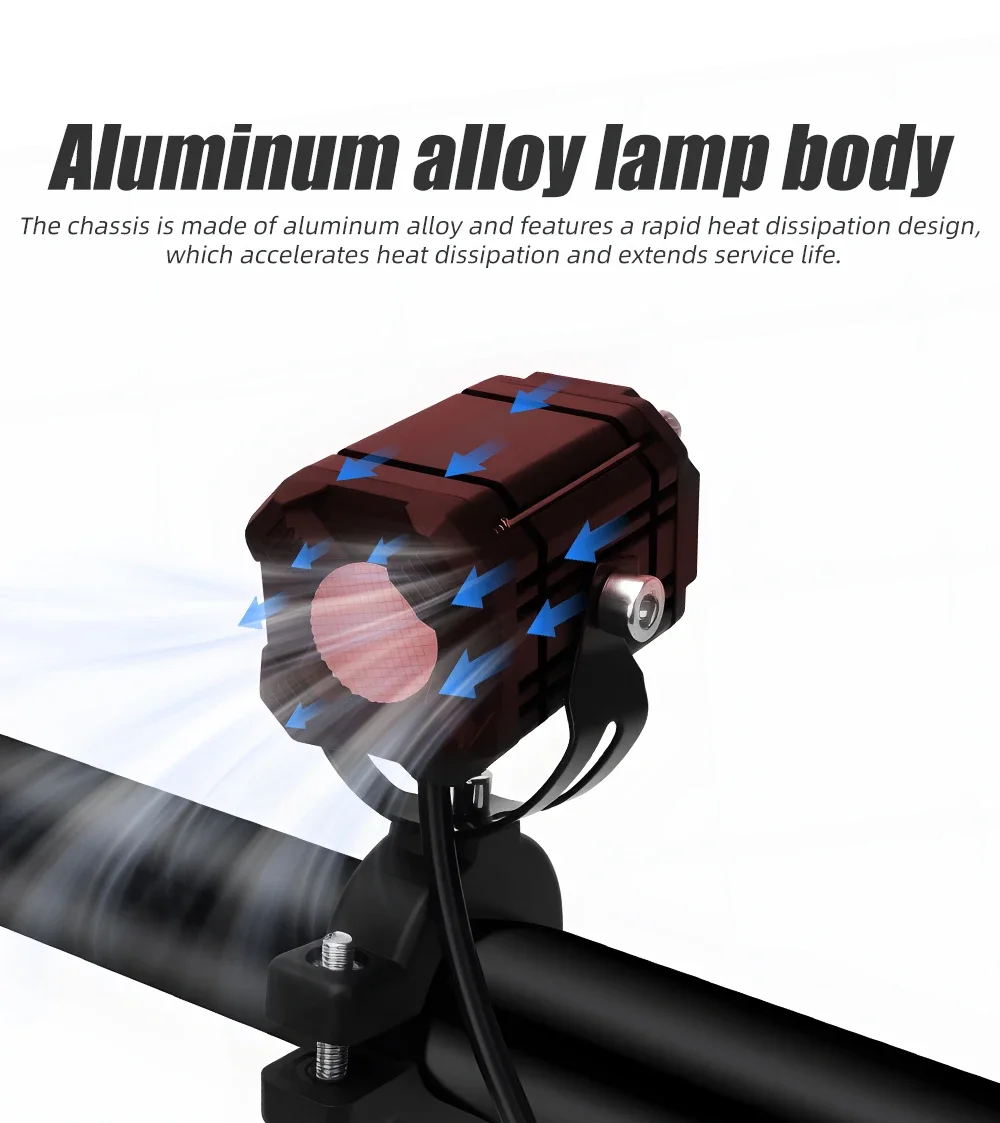 TCYATO Motorcycle LED Auxiliary Headlight Work Light High and Low Beams Super Bright Spotlight Driving Fog Lamp Waterproof