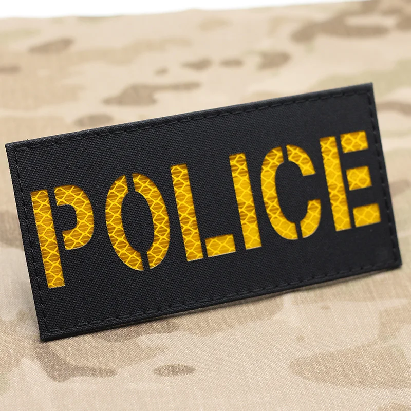 3x6inch POLICE tactical vest patch laser cutting military reflective patch large-sized backpack patch