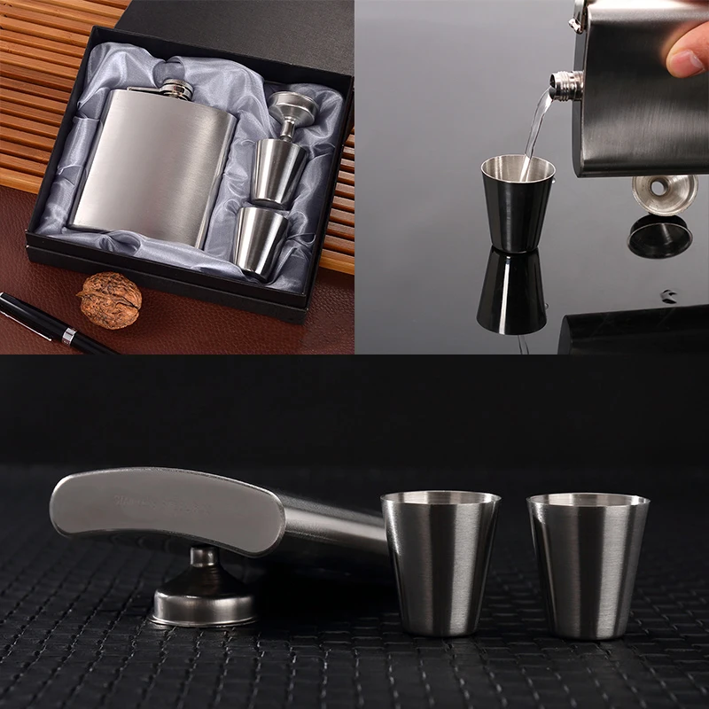 8Oz Stainless Steel Hip Flask High Quality Wine Whisky Pot Bottle Hip Flasks Drinker Alcohol Bottle Portable Drinkware Pot