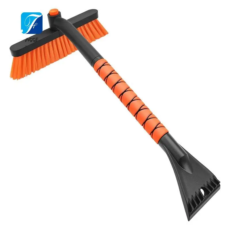 A55F-Snow Brush And Ice Scraper For Car Windshield, Detachable Snow Remover With EVA Foam Grip And Rotatable Brush Head