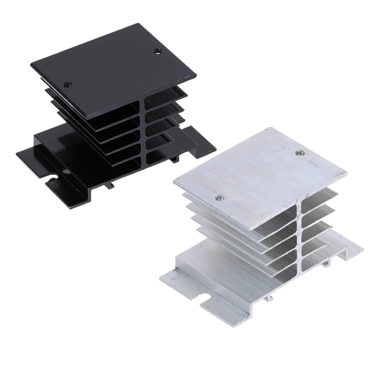 1 pcs Aluminum Fins Single Phase Solid State Relay SSR 10A to 40A Aluminum Heat Sink Dissipation Radiator Newest Rail Mount