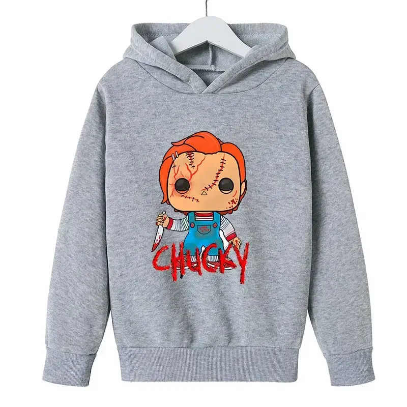 Cartoon Print Chucky- Children hoodie Kids fall Funny long sleeve Boys/Girls Tops pullover 4 5 6 7 8 9 10 11 12 13 14 Y