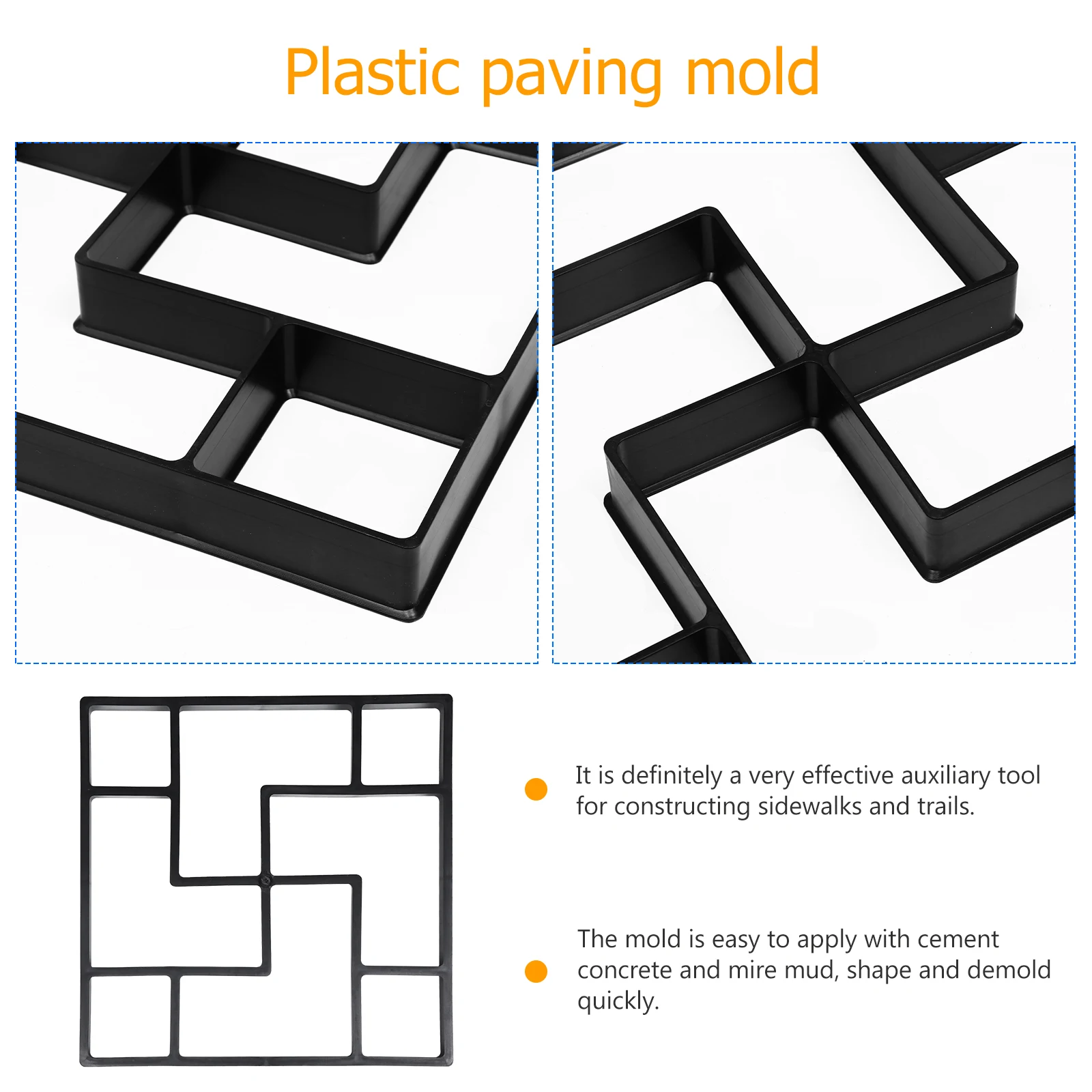 

Plastic Round Stepping Stone Mold DIY Pavement Path Maker Reusable Concrete Garden Brick Tool Floor Tile Mould Yard Decor