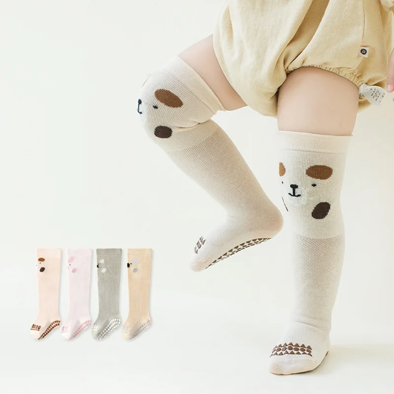 

0-3Yrs Baby Long Socks Boneless Anti Slip Kids Floor Sock Cartoon Thin Mesh Knee-high Socks Children Cotton Stockings Summer New