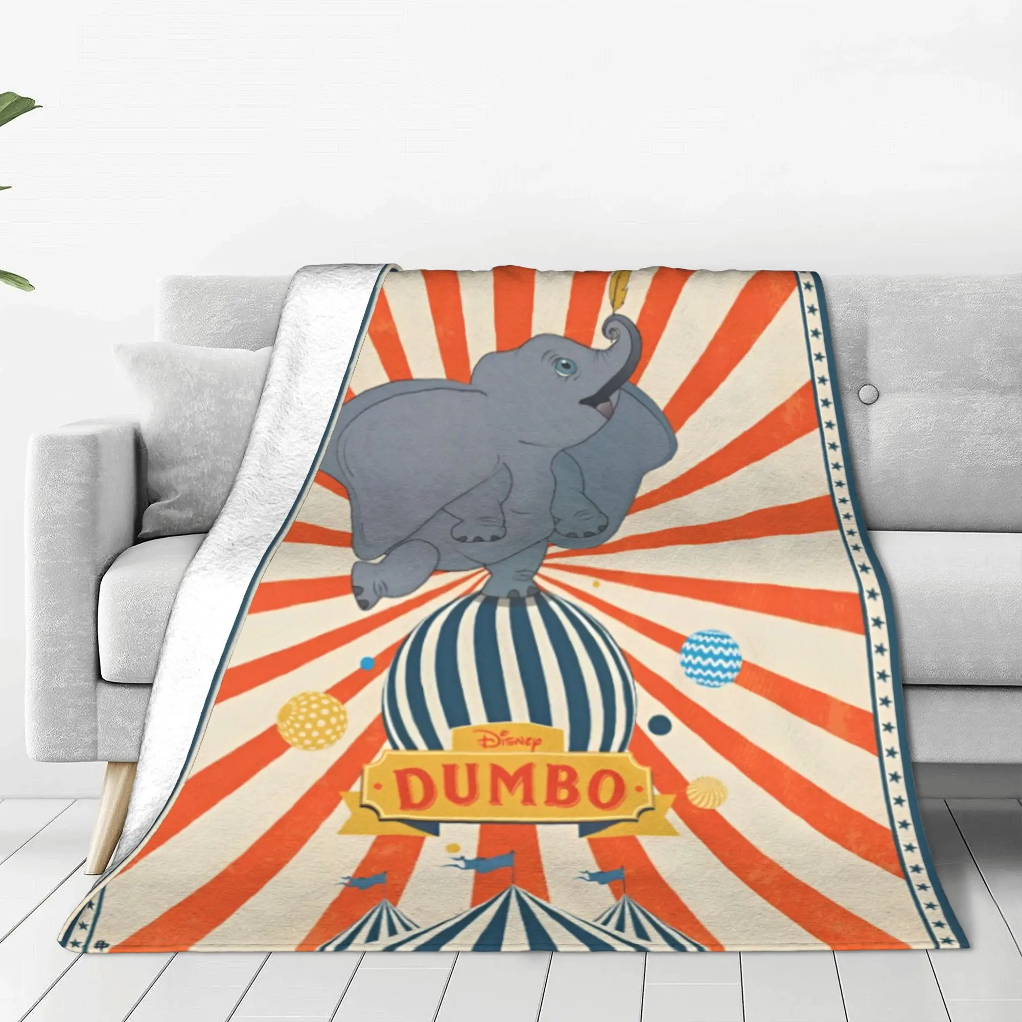 Dumbo Cartoon Cute Elephant Blanket Fleece Anime Funny Lightweight Throw Blanket for Bedroom Sofa Bed Rug